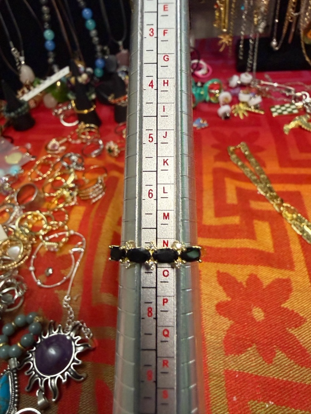 Gold Plated ring with Black onyx Gem Accents